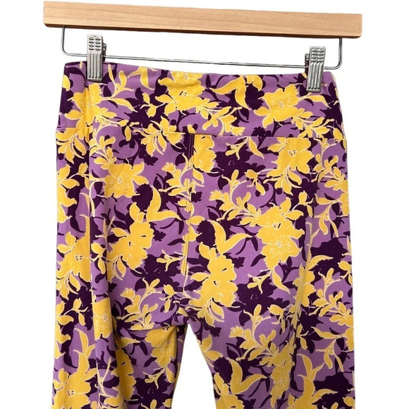 LuLaRoe Women's Yellow & Purple Floral Easter Lilies Leggings One Size 2-10 - Picture 5 of 5